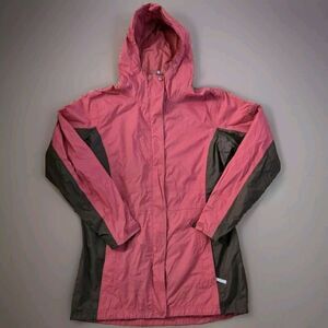 Columbia Women's Soft Red Hooded Lightweight Full-Zip Rain Coat Jacket‎ ~ Size M